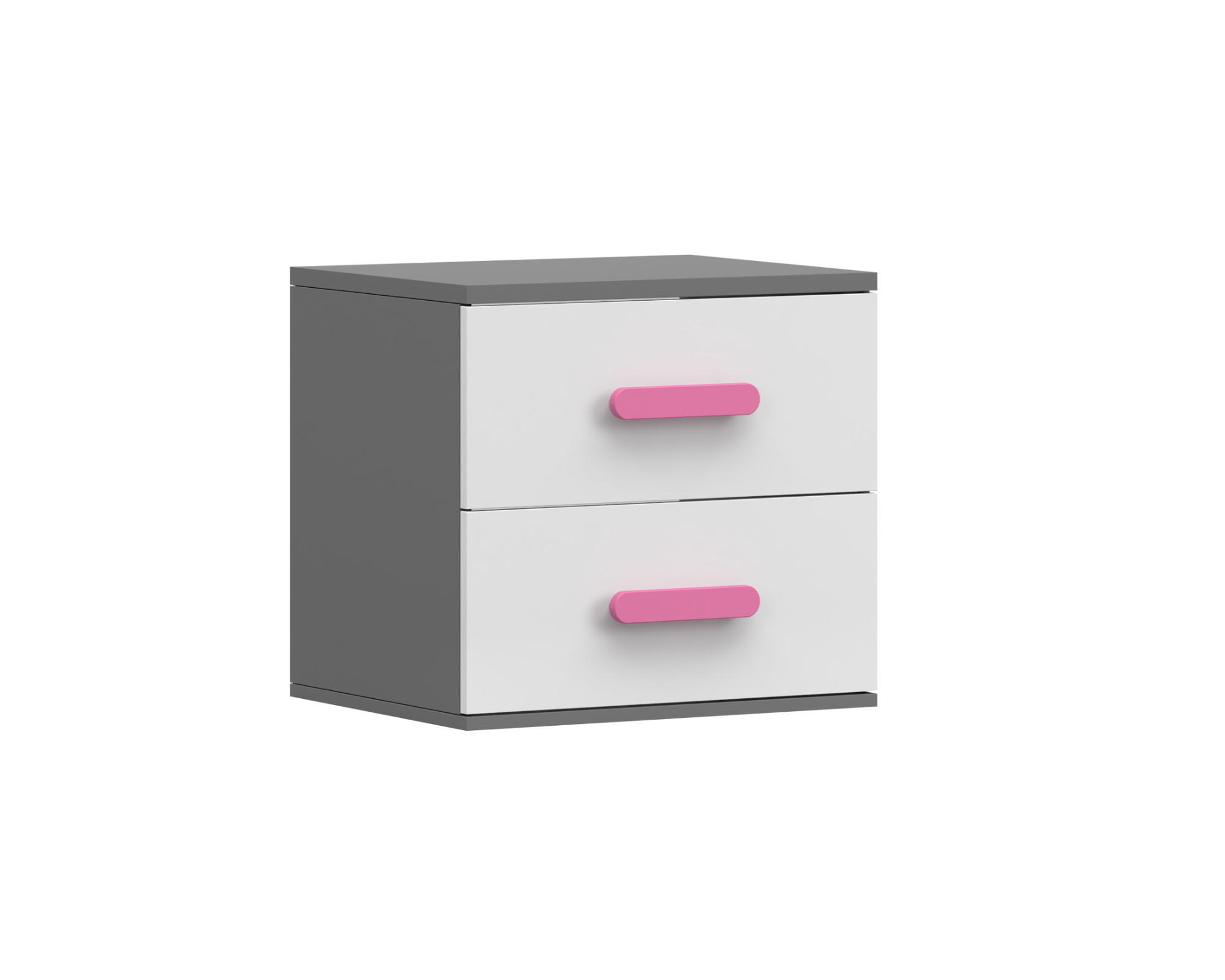 KINDER-NACHTTISCH INGE 22 55/50/44 cm Weiß+Grau/Rosa - Weiß/Rosa, Holzwerkstoff (55/50/44cm) - Deine Möbel 24