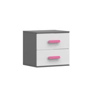 KINDER-NACHTTISCH INGE 22 55/50/44 cm Weiß+Grau/Rosa - Weiß/Rosa, Holzwerkstoff (55/50/44cm) - Deine Möbel 24