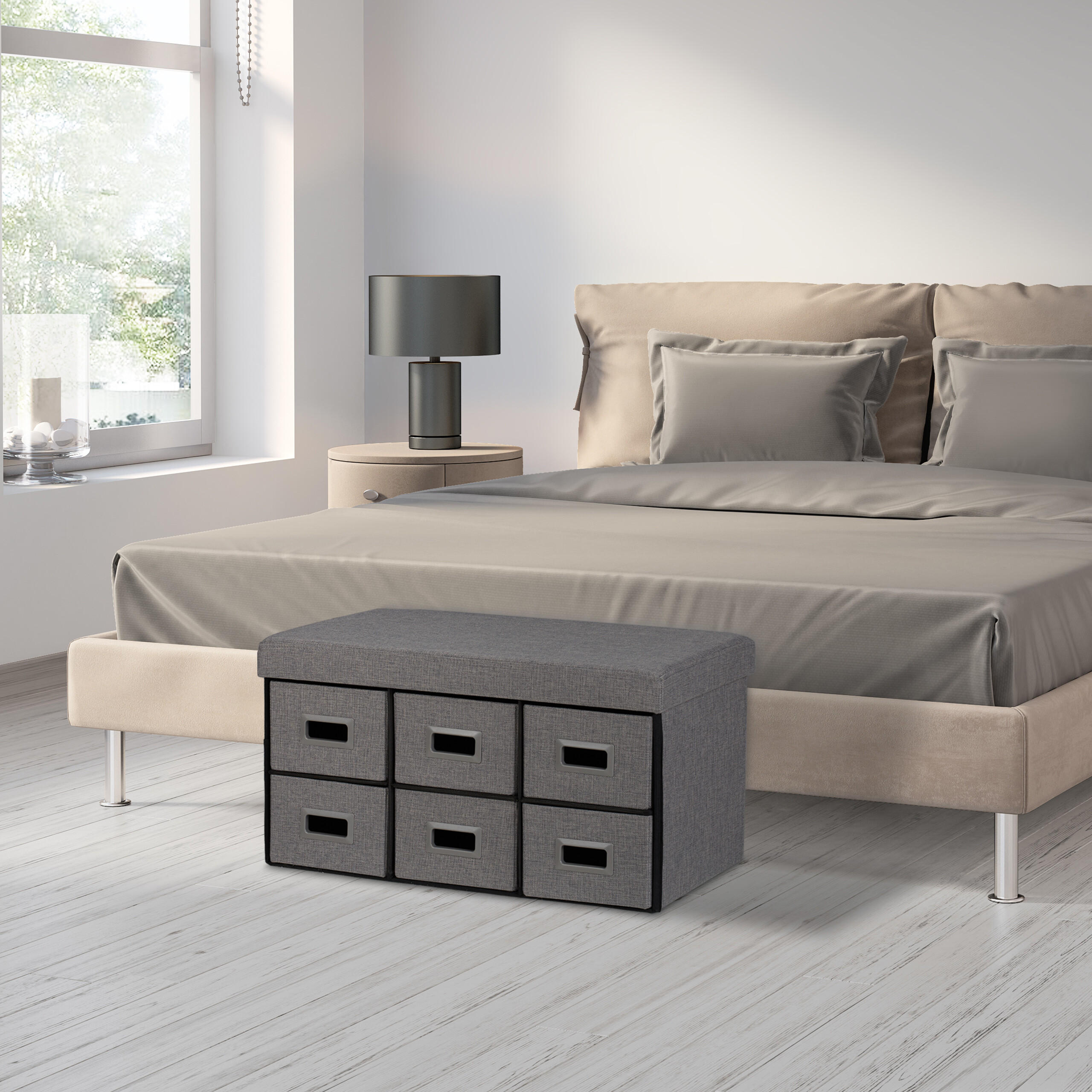 SITZBANK - Grau, Holzwerkstoff/Kunststoff (75.5/39/37cm) - Relaxdays