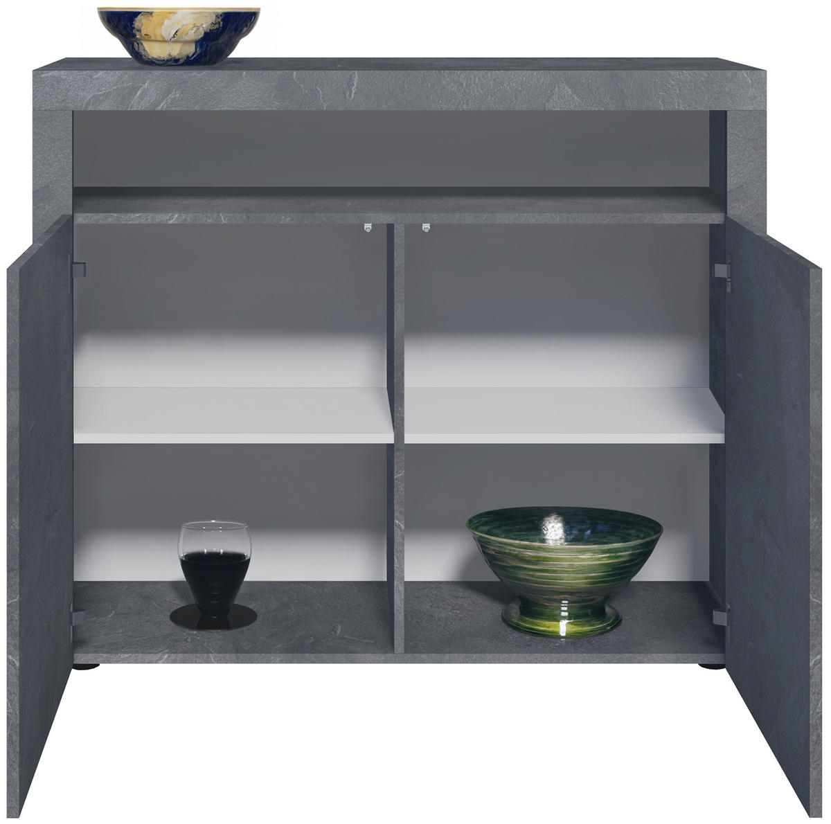 KOMMODE Denver Schiefer - Schieferfarben, Holzwerkstoff (107/88/35cm) - Vladon