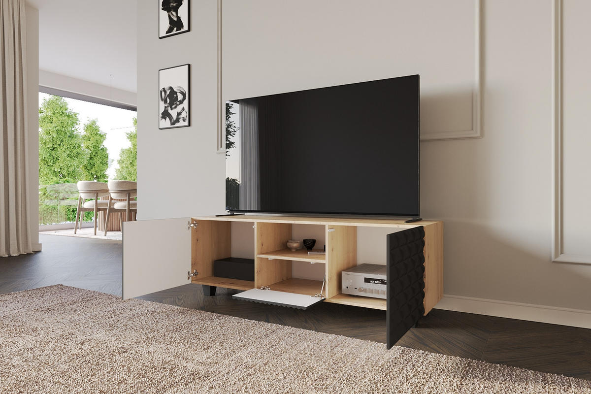 LOWBOARD VIRA-S 140x40x41 cm - Artisan / Schwarz - Schwarz, Holzwerkstoff (140/50/41cm) - ALTDECOR