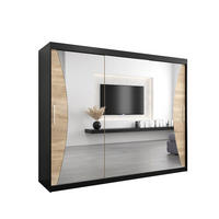 SCHWEBETÜRENSCHRANK 200/250/62 3-türig - Silberfarben/Schwarz, Holz/Kunststoff (250/200/62cm) - Abiks Möbel
