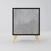 SIDEBOARD CONCRETE ZIG ZAG, Schwarz, 57,5x42x75,5 cm, Goldfarbene Metallfüße - Goldfarben/Multicolor, Holzwerkstoff/Metall (57.5/75.5/42cm) - SpaceRebels