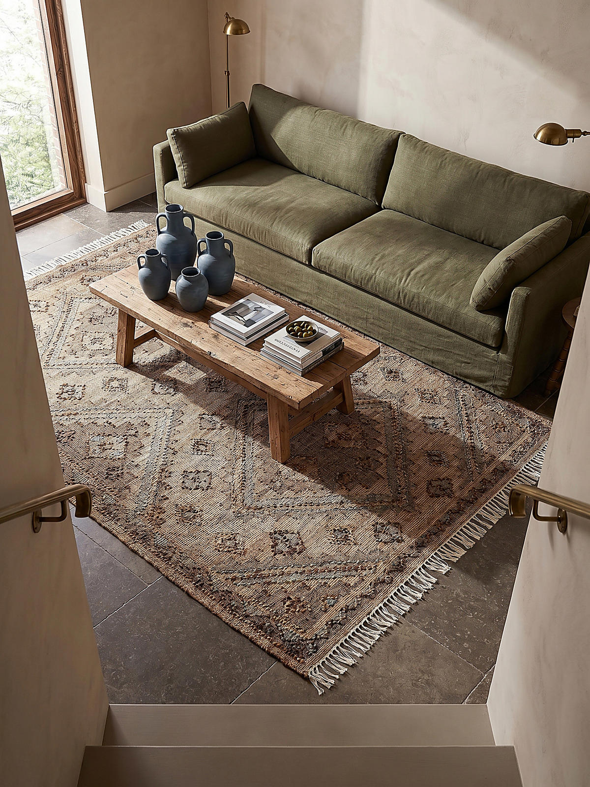 TEPPICH aus Jute handgewebt mit Fransen BERMEO in Natur, im Vintage-Stil, 140 x 200 cm - Beige, Textil (140/200cm) - KADIMA DESIGN