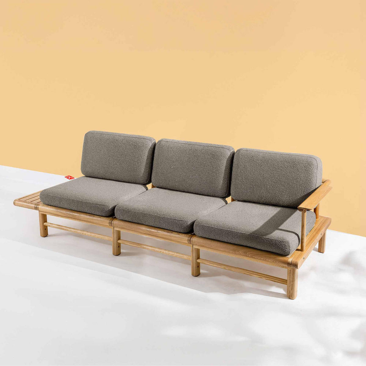 GARTENSOFA ATREDA 3-Sitzer, mit Ablage - Grau, Holz/Textil (245/74/80cm) - KONSIMO®