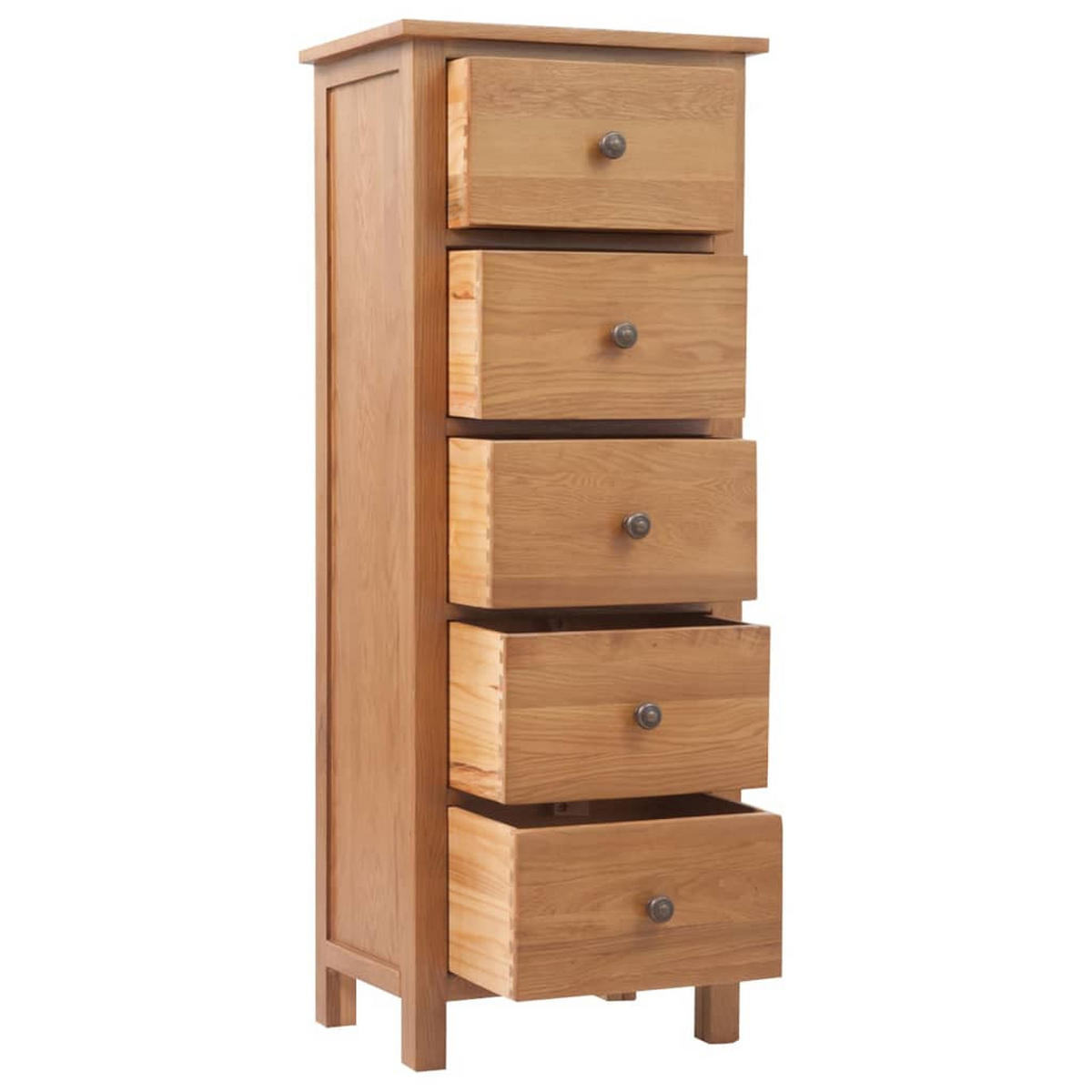 HOHE Kommode Mit Schubladen 45/32/110 Cm Massivholz Eiche - Braun, Holz (32/110/45cm) - vidaXL