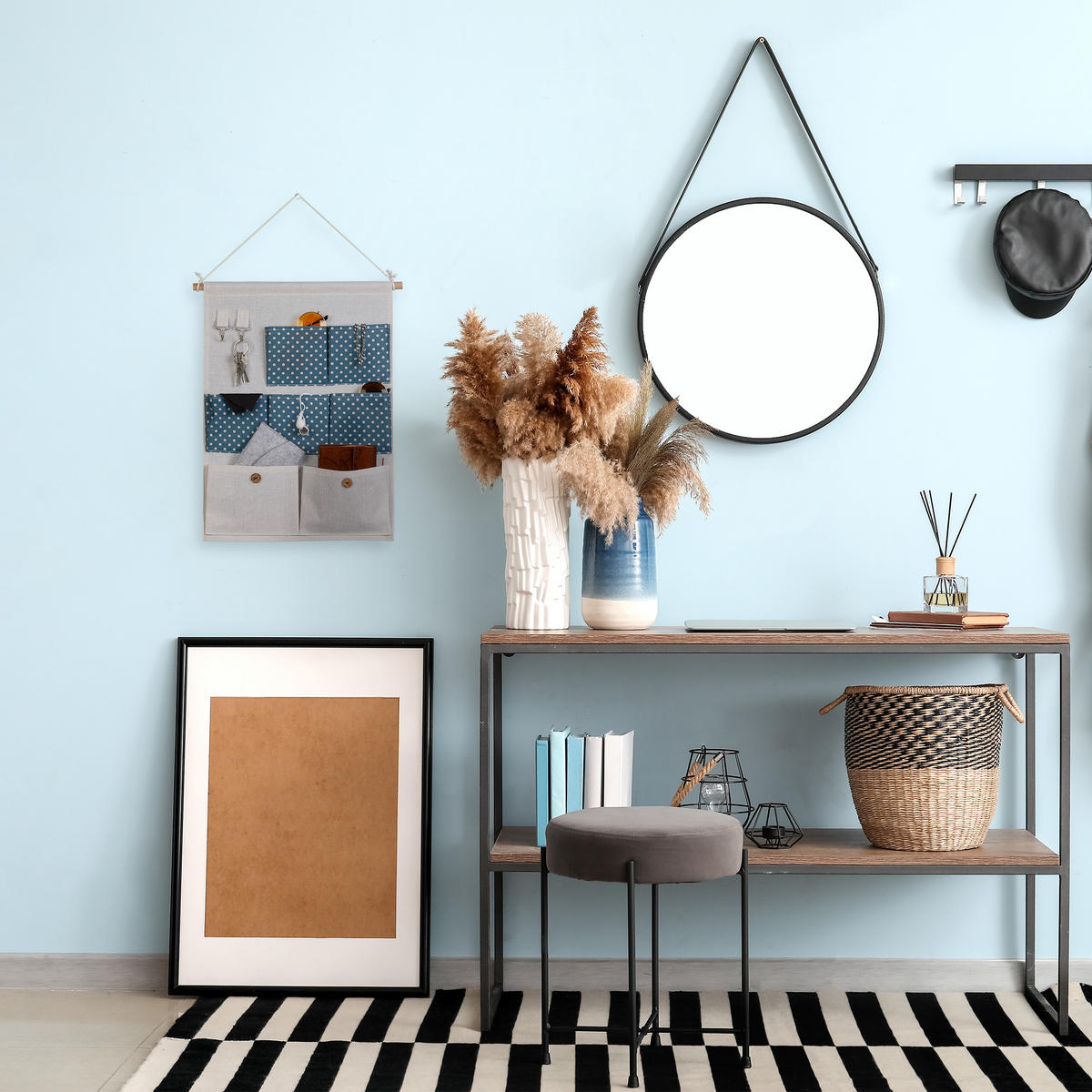 ZÁVĚSNÝ organizér - různobarevná, kov/dřevo (39/60/2cm) - Relaxdays