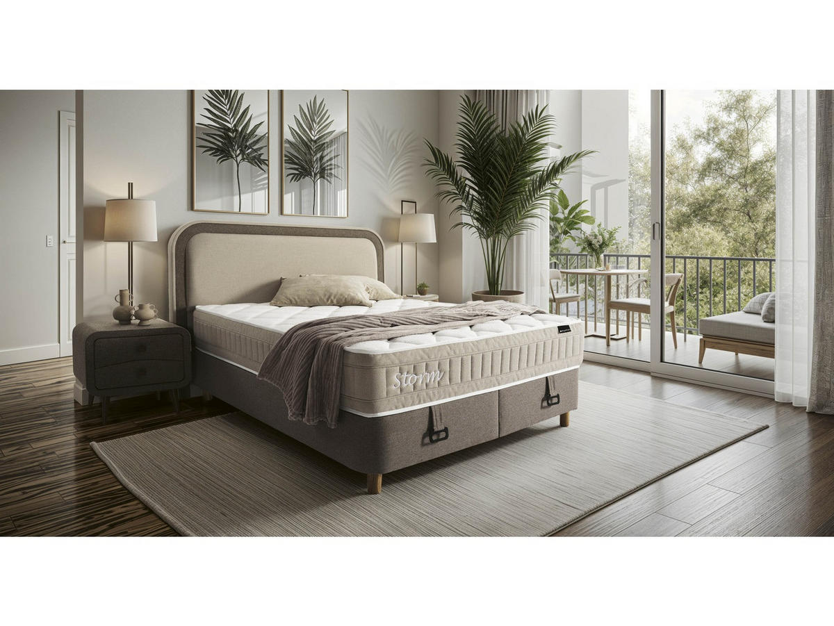 POLSTERBETTSET Storm 100x200 Taupe - Taupe, Textil/Metall (100/200cm) - Villa Möbel