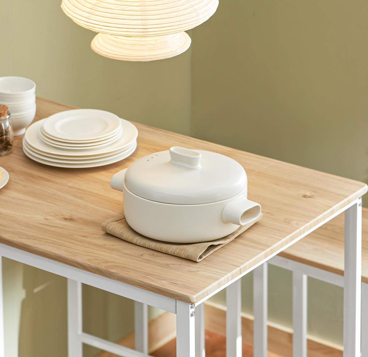BARTISCH + 2 x BARHOCKER - Weiß, Holzwerkstoff (100/96/60cm) - SoBuy