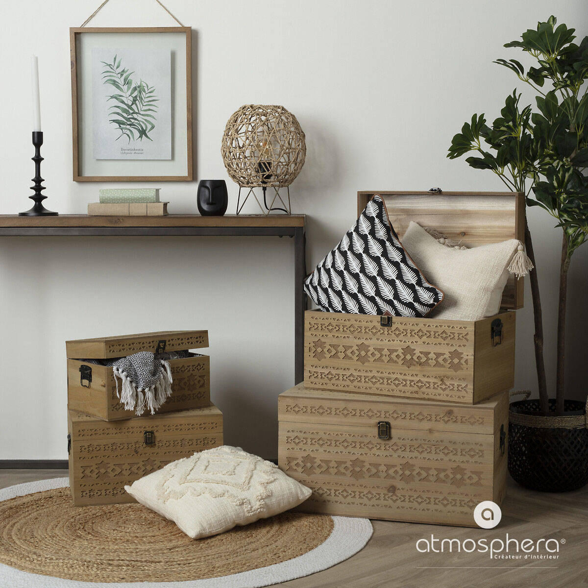 JUTETEPPICH Ø 120 cm - Weiß, Naturmaterialen (120/120cm) - Atmosphera Createur d´interieur