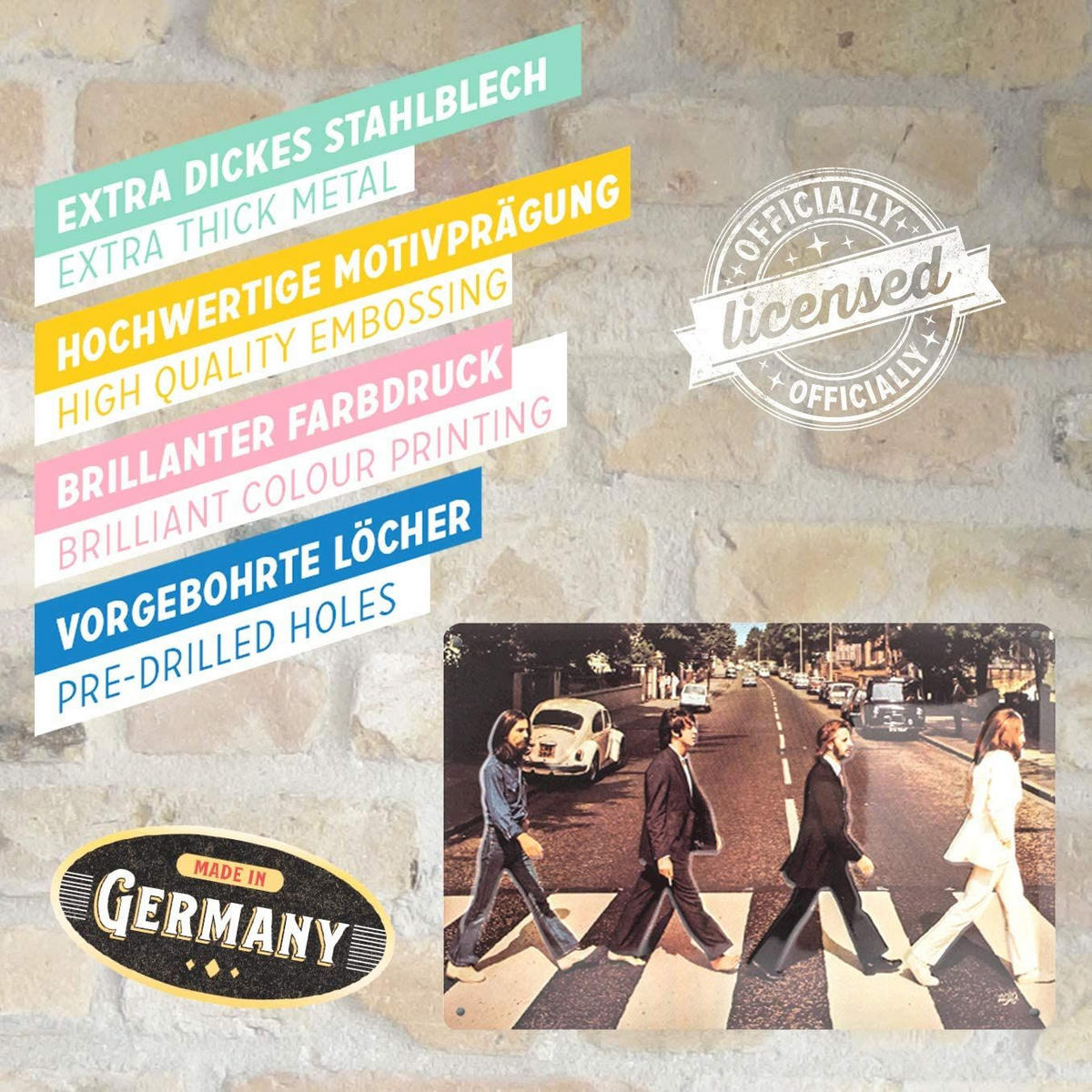 BLECHSCHILD 20/30 cm Fab4 Abbey Road - Multicolor, Metall (30/20/0.2cm) - Nostalgic-Art