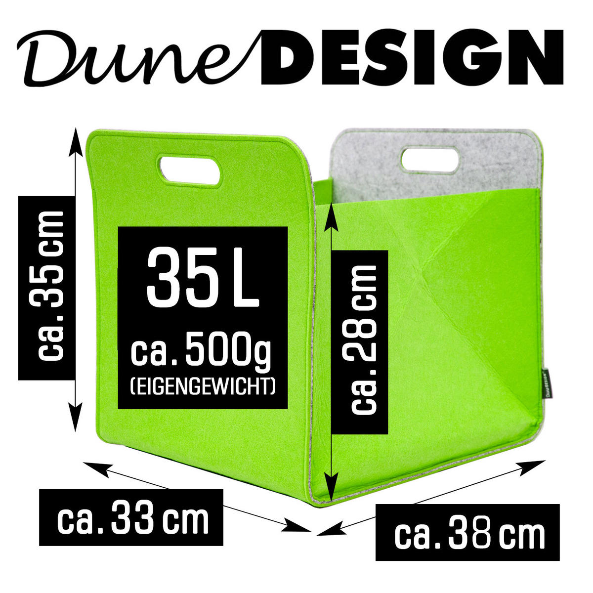 AUFBEWAHRUNGBOX 4er Set 33/38, graugrün - Limette/Grau, Kunststoff (33/33/38cm) - Dunedesign