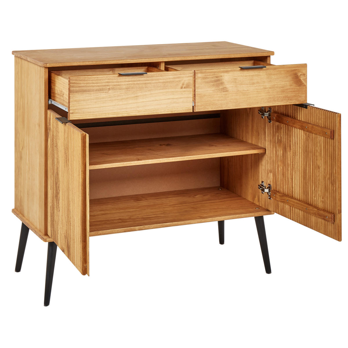 SIDEBOARD se 2 dveřmi Borovicové dřevo Hnědý Timmins - hnědá, dřevo (100/90/45cm) - Beliani
