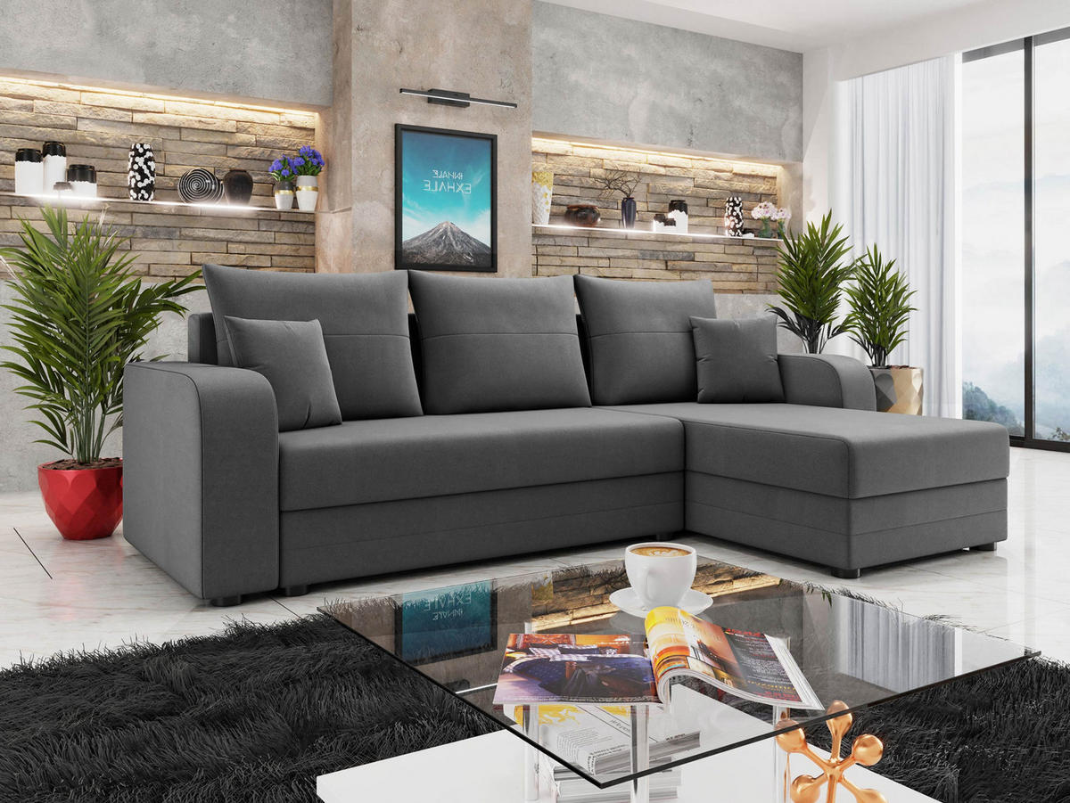 ECKSOFA Hewlet Bis - Schwarz/Grau, Holz/Kunststoff (237/139cm) - MIRJAN24