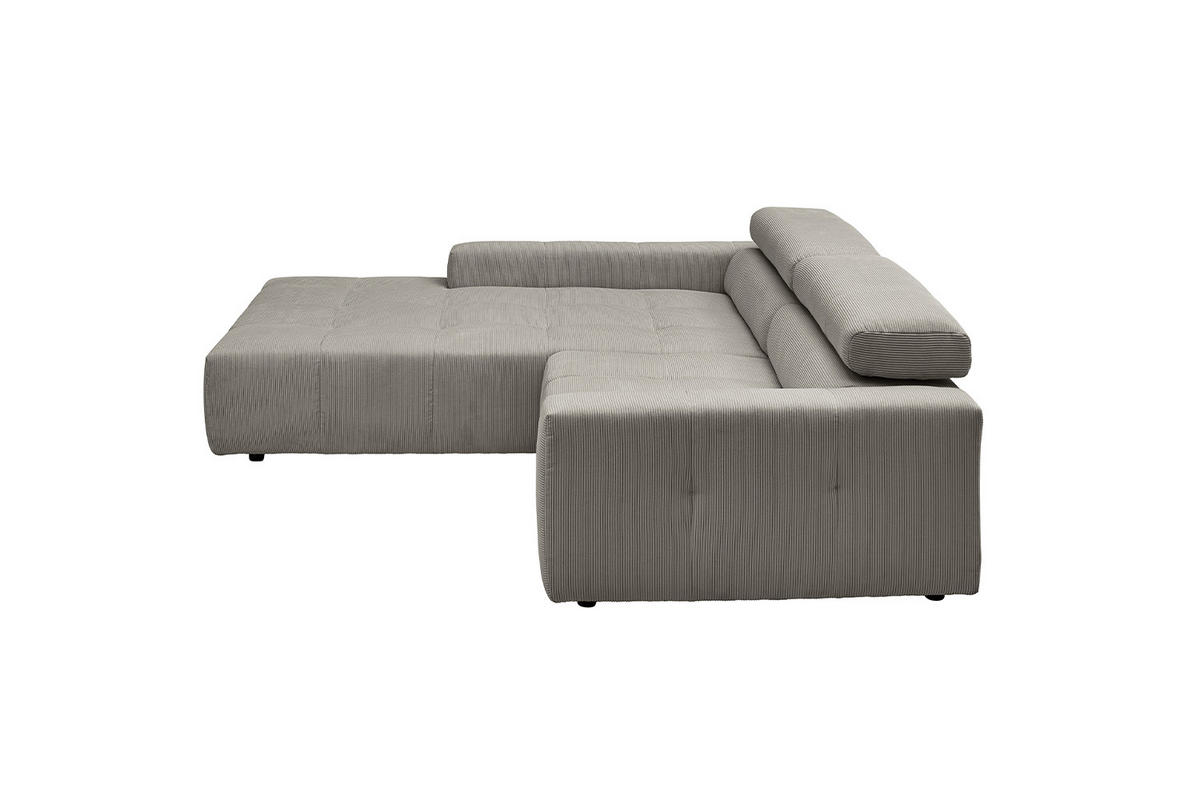 ECKSOFA MIT MOTORISCHEM SITZVORZUG RENO Grau Cord - Schwarz/Grau, Kunststoff/Textil (258/217cm) - KAWOLA