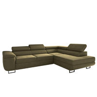 ECKSOFA ATOMIC Mit Schlaffunktion, Stoff Poso, Olive, Rechts - Olivgrün, Holz (277/203cm) - Kaiser Möbel