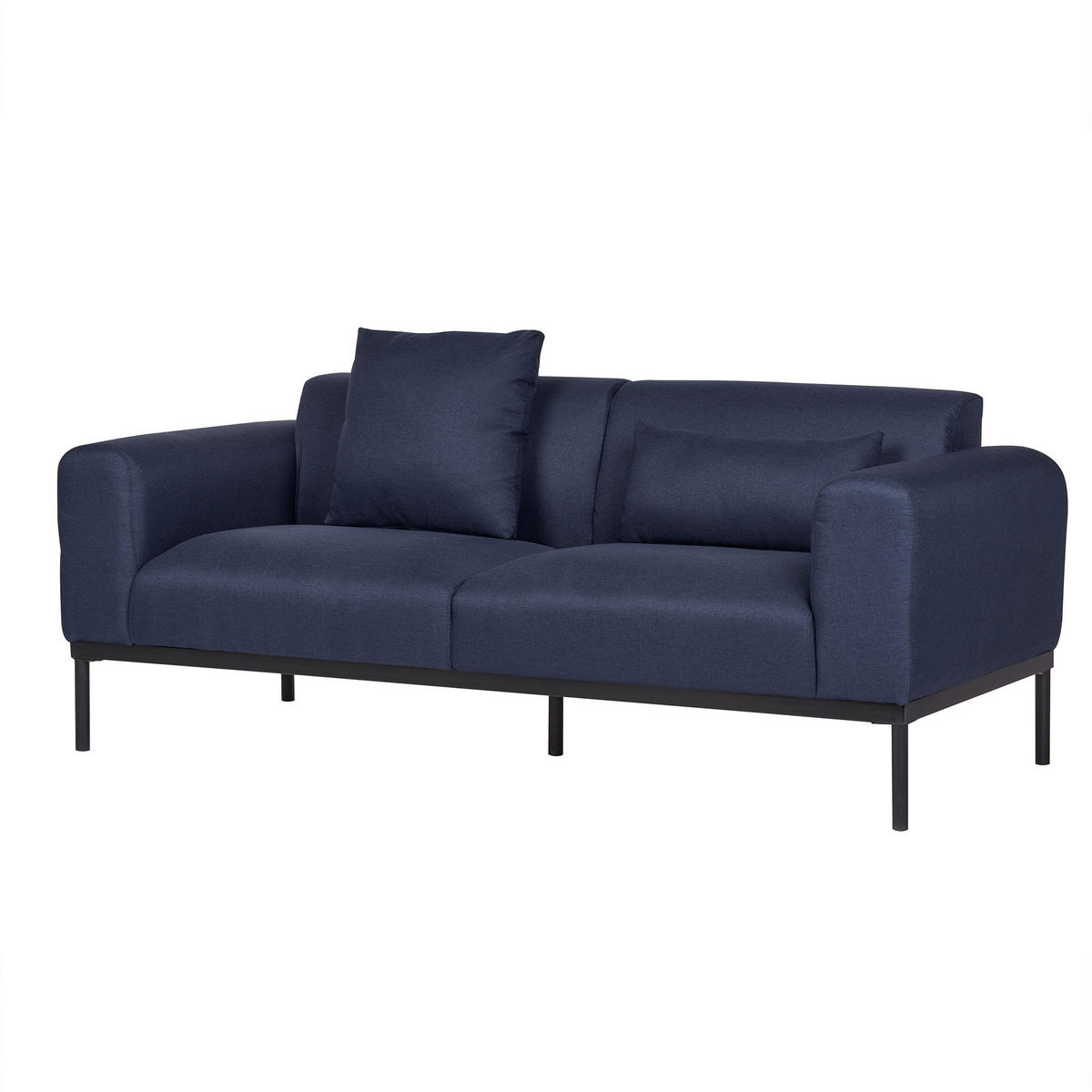 2-SITZER-SOFA Leinen dunkelblau Malmos - Blau/Schwarz, Textil (196/78/85cm) - Beliani