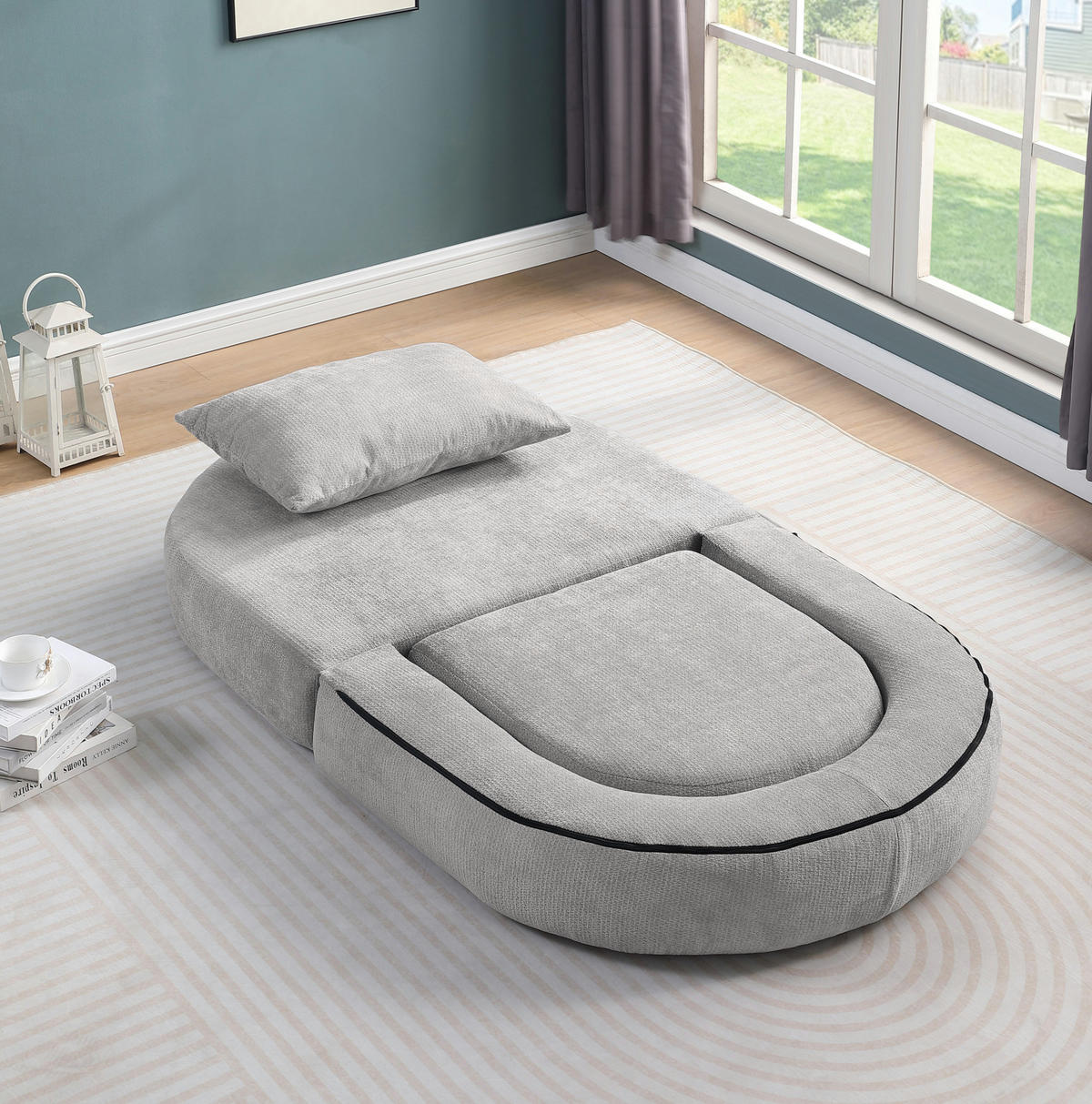 SOFA in Hellgrau aus Chenille mit weichem Komfort - Hellgrau, Textil (90/41/101cm) - Flora Grace