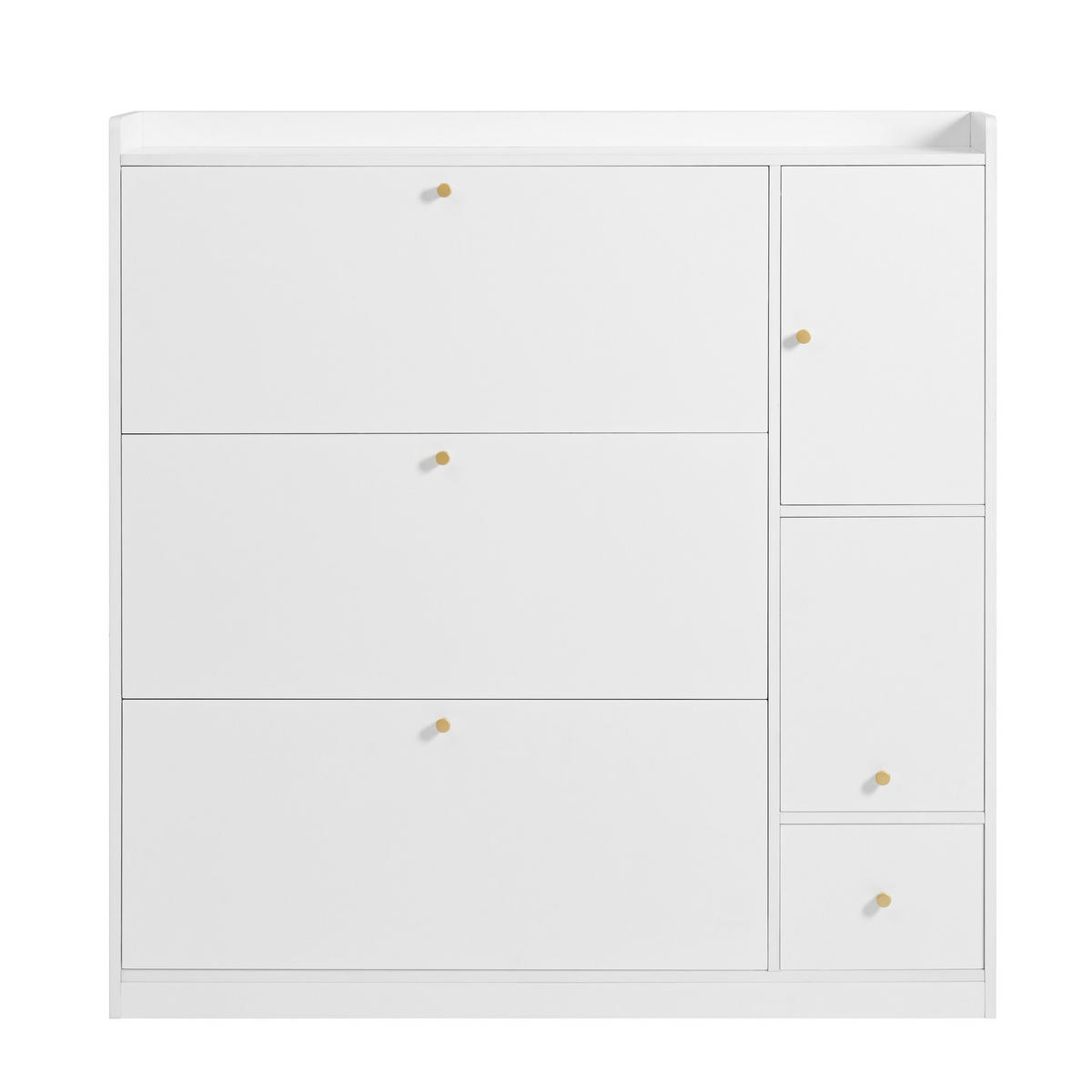 SCHUHSCHRANK 119/24/122 cm weiß aus Spanplatte mit Sitzbank - Weiß, Holzwerkstoff (119/122/24cm) - OKWISH