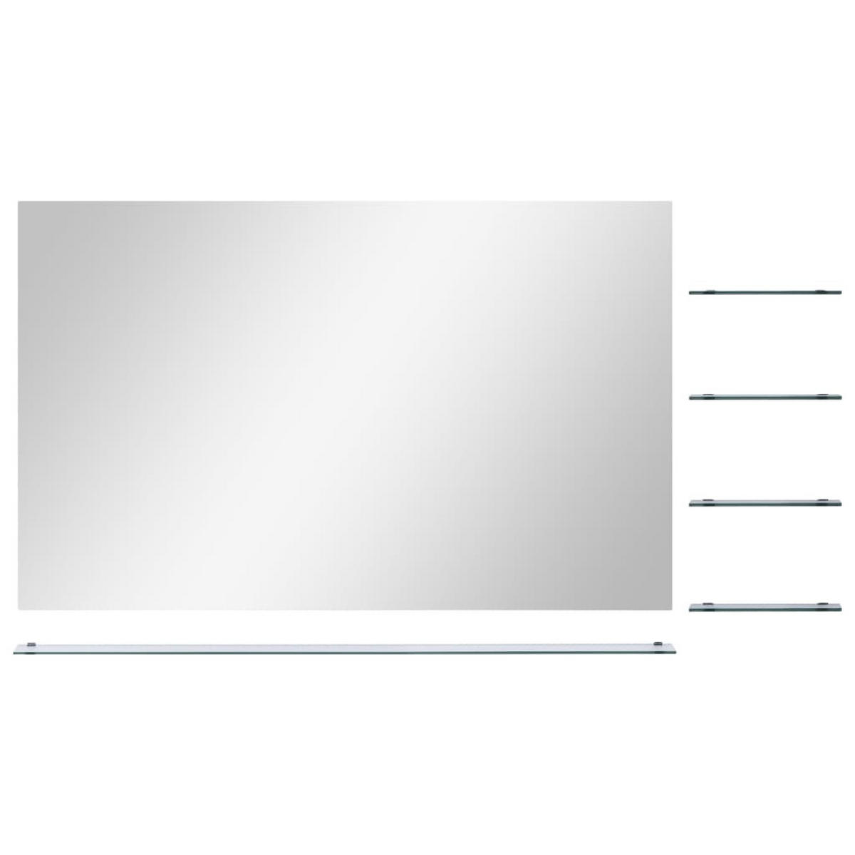 WANDSPIEGEL mit 5 Ablagen Silbern 100×60 cm - Silberfarben, Glas (100/60/10cm) - furnicato