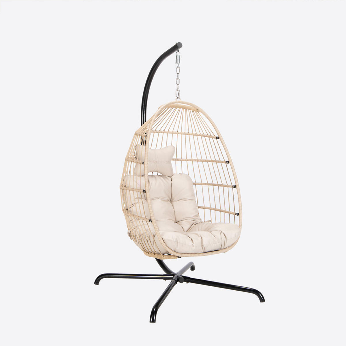 FALTBARER HÄNGESESSEL LOMA - Beige, 1-Sitzer - Beige, Kunststoff (86/118/72cm) - Home Deluxe