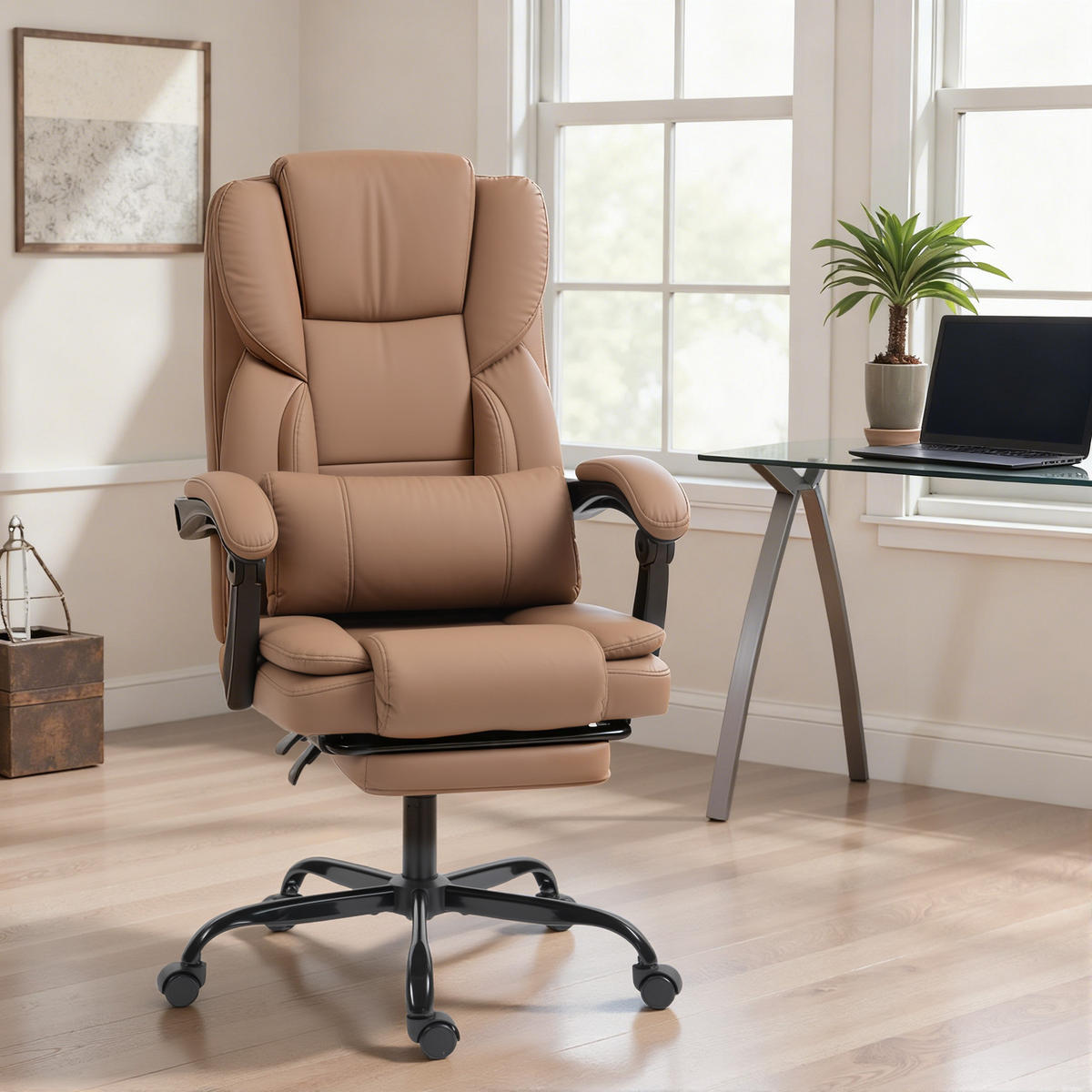 CHEFSESSEL DE-11822 neigbare Rückenlehne & Fußstütze Braun - Braun, Metall (65/119/67cm) - ComfortXL