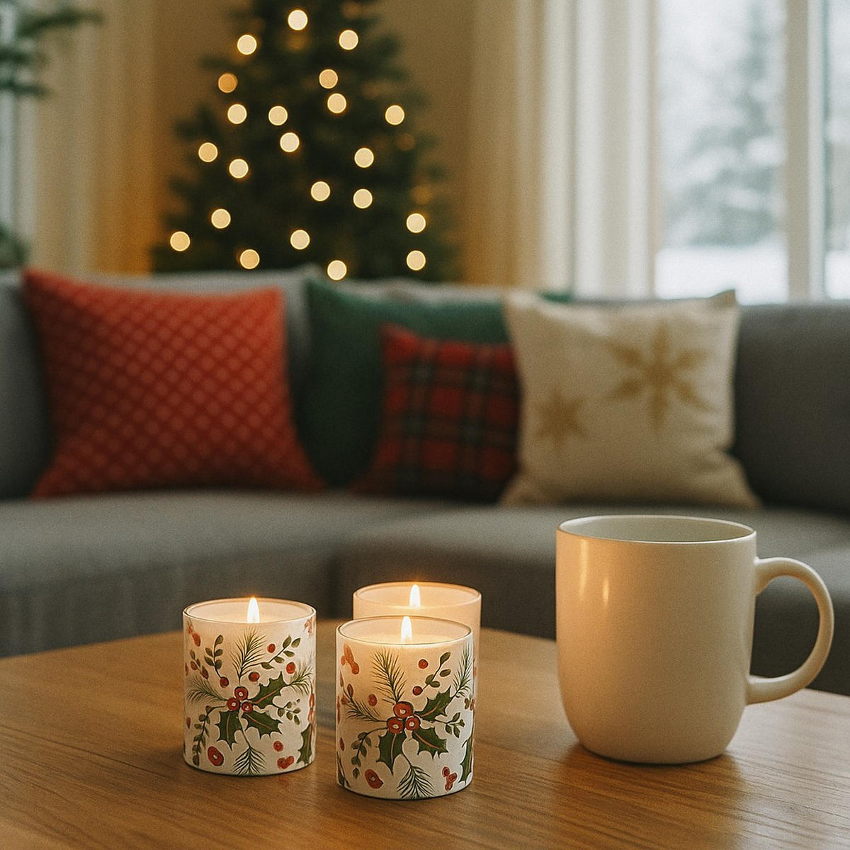 DUFTKERZEN Weihnachtsmotiv 3er-Set - Grün, Glas (5/6cm) - Atmosphera Createur d´interieur