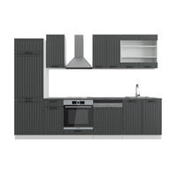 KÜCHENZEILE Fame-Line Anthrazit Landhaus/Weiß 300 cm, AP Anthrazit - Dunkelgrau/Weiß, Holzwerkstoff (300/81.6/60cm) - Vicco