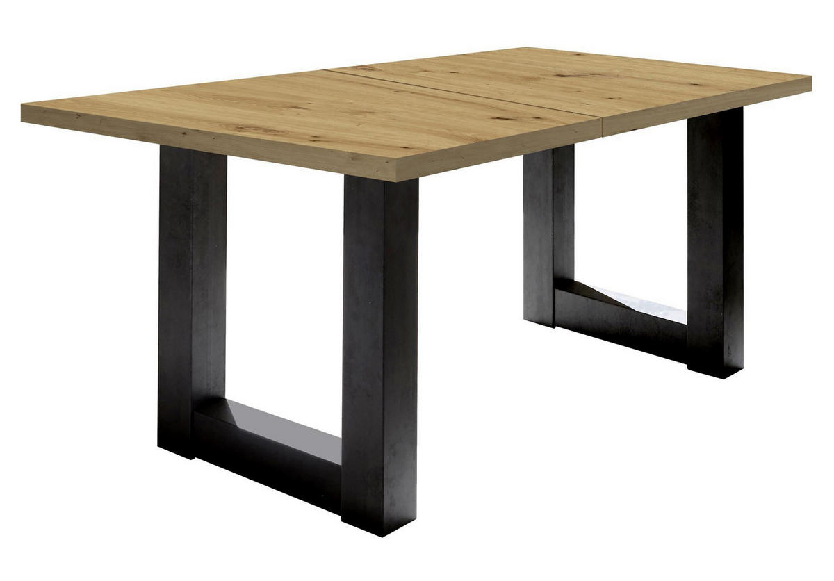 ESSTISCH ausziehbar Eila 7 160 x 90 x 75 Esszimmertisch Schwarzstahl/Asteiche - Eiche Artisan, Holz (160/90/75cm) - 58aufmkessel