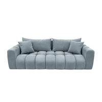 ROZKLÁDACÍ POHOVKA s úložným prostorem, velurová tkanina Bluvel, Modrošedá, COSMOPOLITAN - šedohnědá, dřevo (240/97cm) - Kaiser Möbel