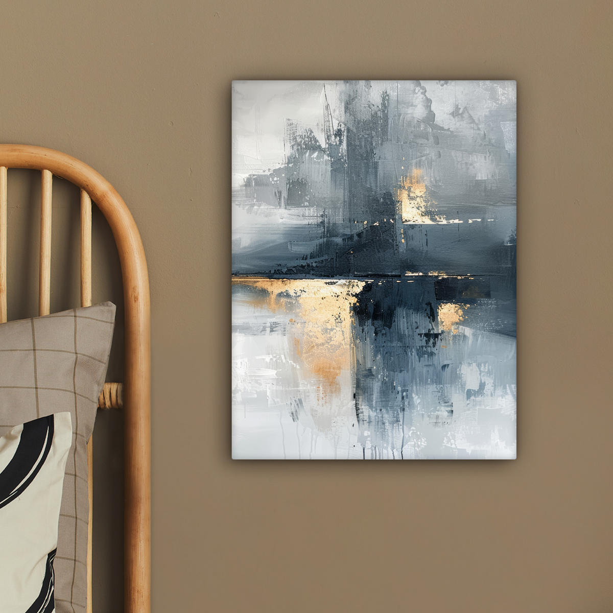 LEINWANDBILD Kunst - Grau - Gold - Abstrakt 30x40 cm - Dunkelgrau, Textil (30/40cm) - MuchoWow