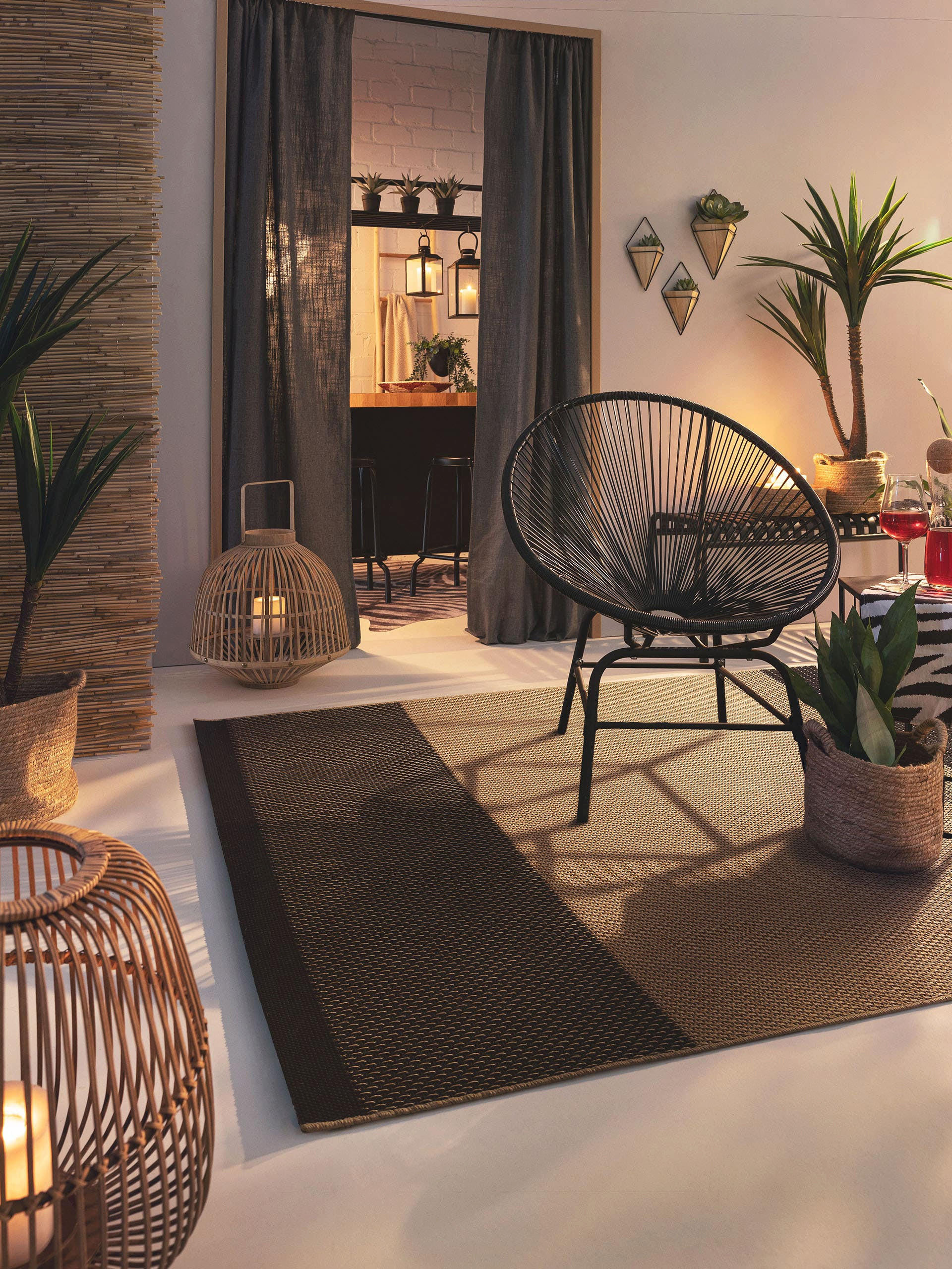 OUTDOORTEPPICH Naoto Beige/Schwarz 120x170 cm - Beige, Textil (120/170cm) - benuta Nest