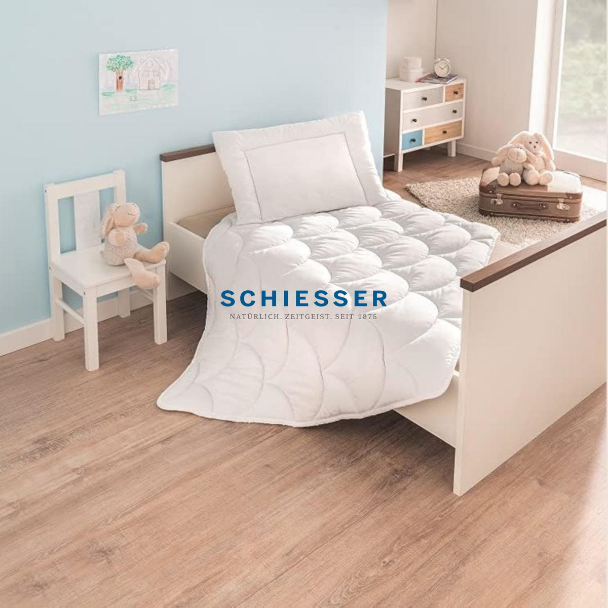 KINDERDECKE mit Kissen Lagom - 2-teilig - 100 x 135 cm - Weiß - Weiß, Textil (100/135cm) - SCHIESSER