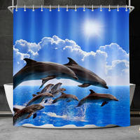 DUSCHVORHANG Delphin 180 x 180 cm Wasserabweisend Antischimmel Polyester - Multicolor, Textil (180/180cm)