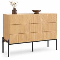 SIDEBOARD aus MDF 115,5x38x75 cm Natur mit 6 Schubladen und 3D-Struktur - Naturfarben, Holzwerkstoff (115.5/75/38cm) - IVMEU