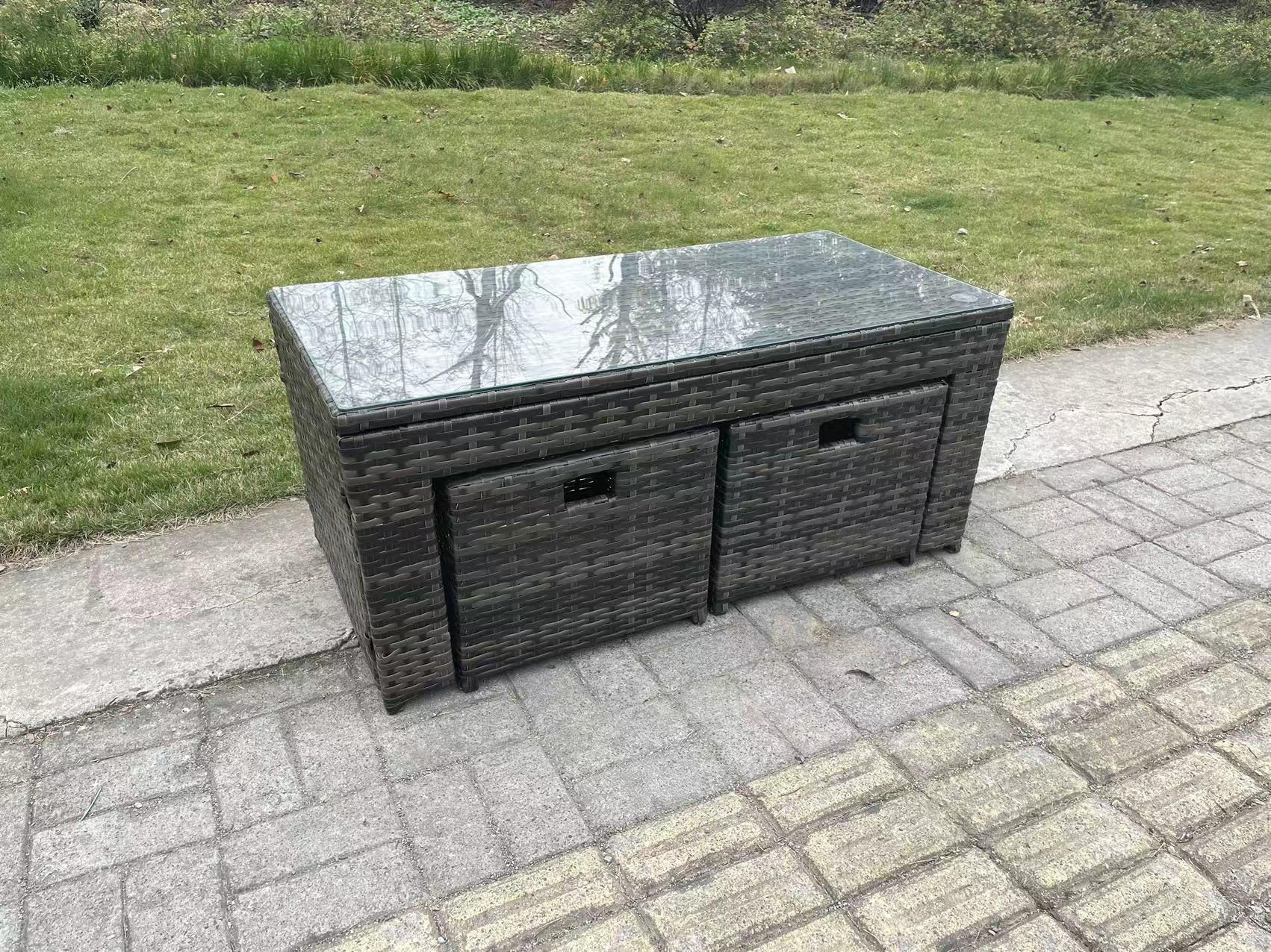 Thumbnail - Fimous Gartenset, Dunkelgrau, Metall, Kunststoff, Glas, 7-Sitzer, Füllung: Schaumstoff, rechteckig, Gartenmöbel, Gartenm...