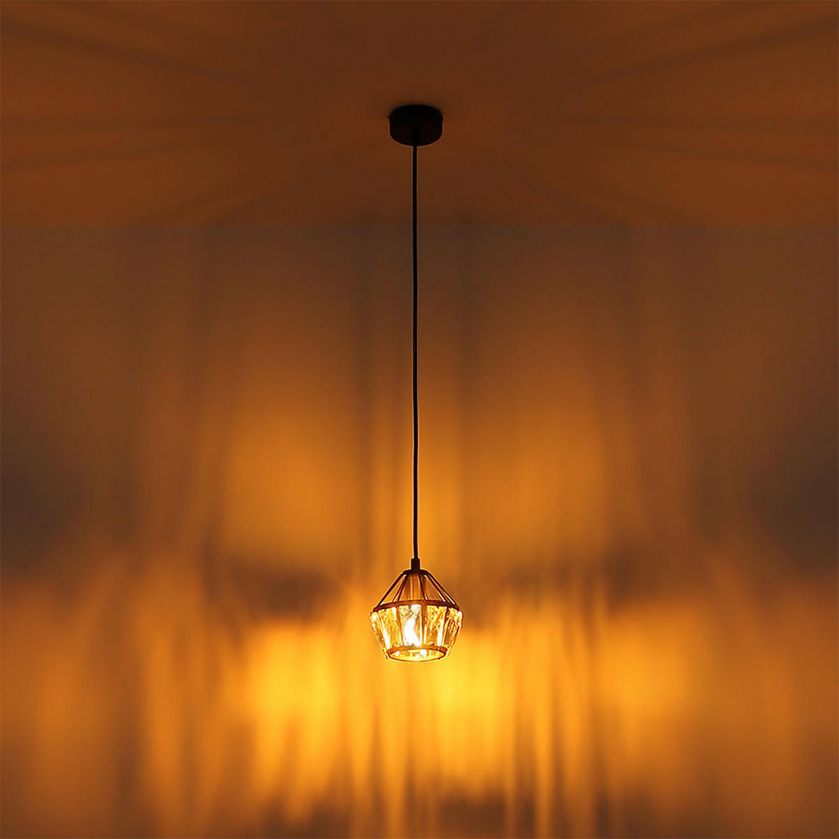 LED HÄNGELEUCHTE Metall Schwarz Kristalloptik - Schwarz, Glas (12.5/12.5/150cm) - Globo Lighting