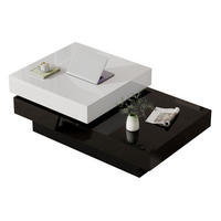 COUCHTISCH 103/60/35,5 cm drehbar in Weiß/Schwarz mit Hochglanzoberfläche - Schwarz Hochglanz, Holzwerkstoff (60/103/35.5cm) - Flora Grace
