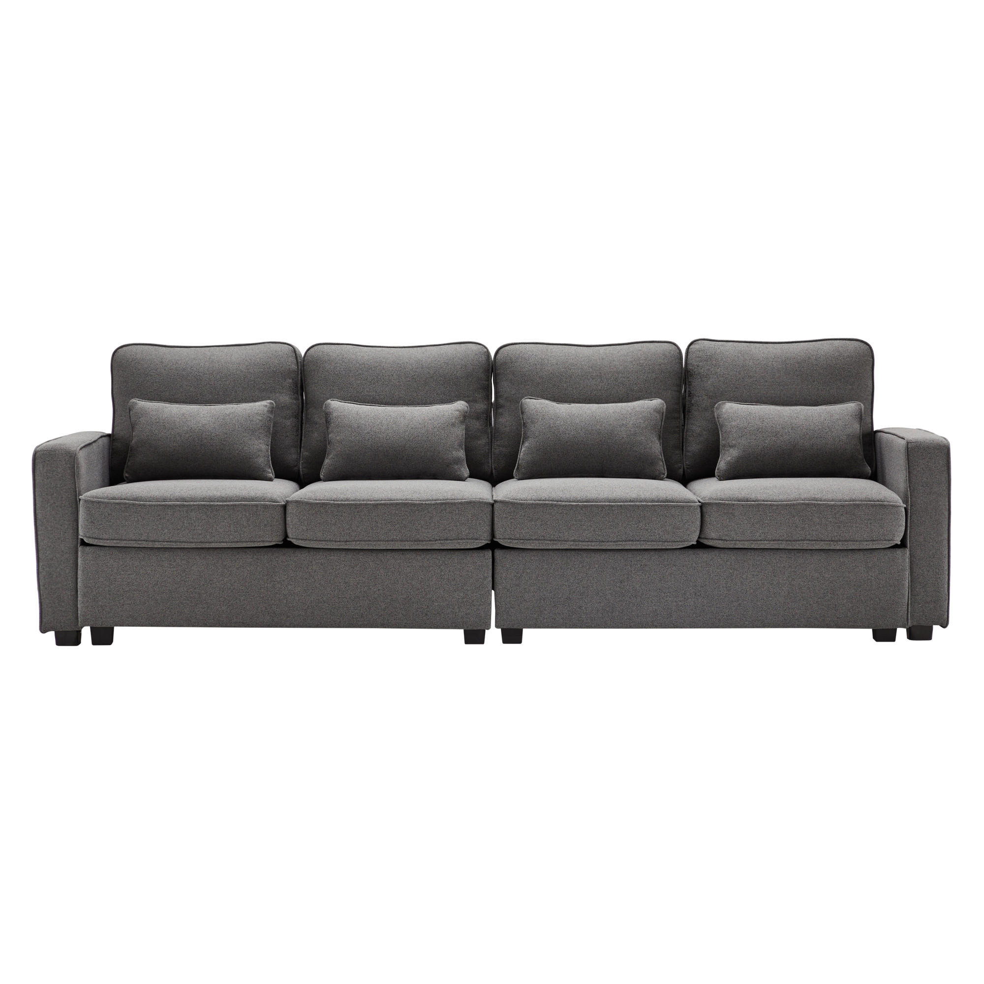 ECKSOFA 264/83/87 cm Dunkelgrau mit Armlehnentaschen - Dunkelgrau, Textil (264/83cm) - Oxeza