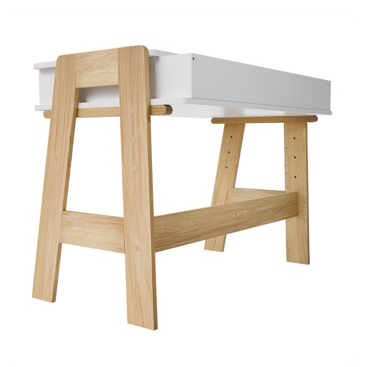 KINDERSCHREIBTISCH Fietje weiß höhenverstellbar - Weiß, Holz (94/76/63cm) - Juskys