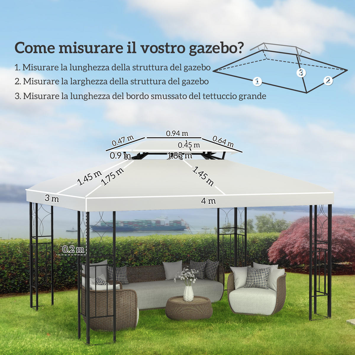 ERSATZDACH, 3x4 m wasserdichte Polyesterplane für Pavillon, UV-beständig, beige - Multicolor, Kunststoff (300/0.1/400cm) - FORIOUS