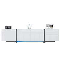 TV ormarić 170/30/39 cm bijelo-crni od iverala s visokim sjajem i prostorom za odlaganje - bijela, drvni materijal (170/39/30cm) - OKWISH