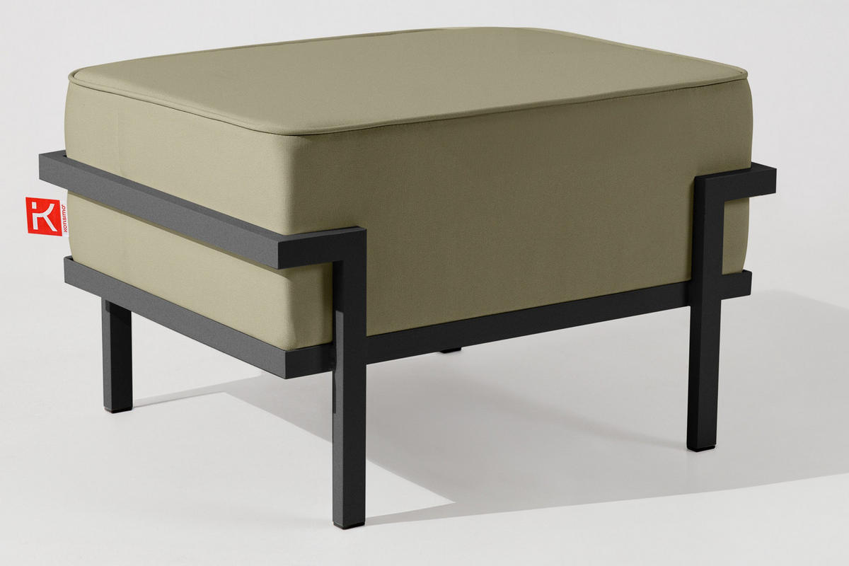 GARTENLOUNGE-HOCKER TRIGLO auf Metallfüßen, Modern, Dunkelgrau/Beige - Dunkelgrau/Beige, Textil/Metall (69/44/54cm) - KONSIMO®