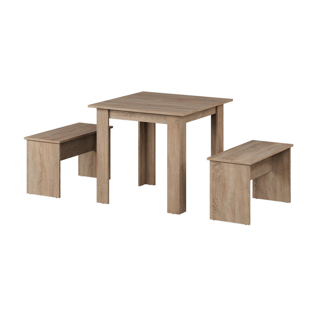 ESSTISCH SET Sentio Sonoma 80 x 80 cm mit 2 Bänken - Sonoma Eiche, Holzwerkstoff (80/73/80cm) - Vicco