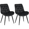 STUHL 2er Set Samt Schwarz - Schwarz, Textil/Metall (56/85/63cm) - CLP