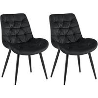 STUHL 2er Set Samt Schwarz - Schwarz, Textil/Metall (56/85/63cm) - CLP