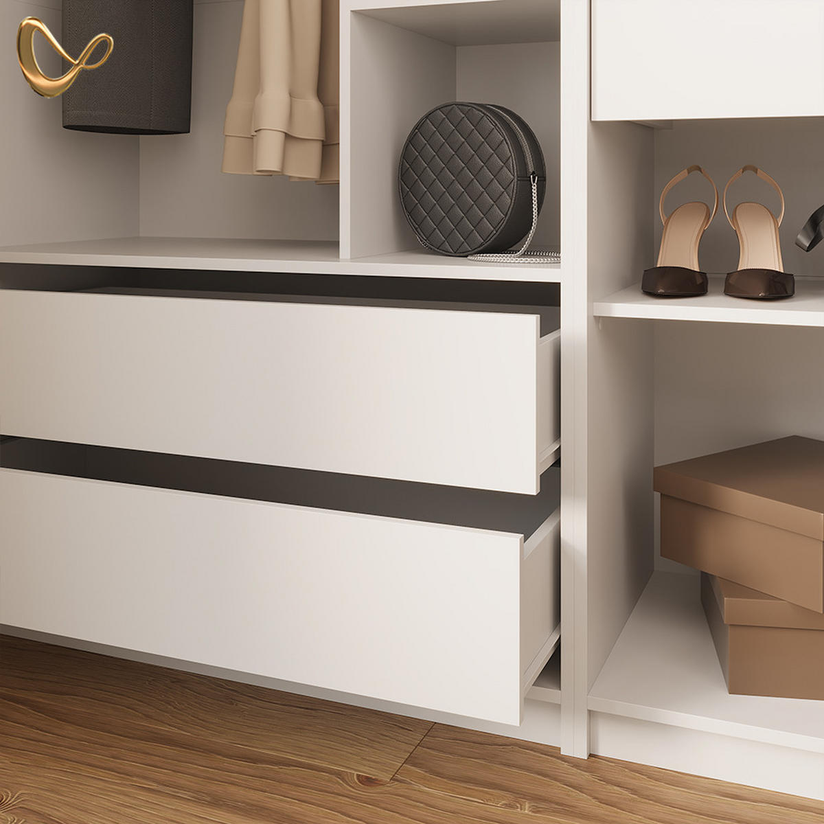 GARDEROBA Trento Bela Komplet 3 kosov - bela, leseni material (100/200/50cm) - Livinity®