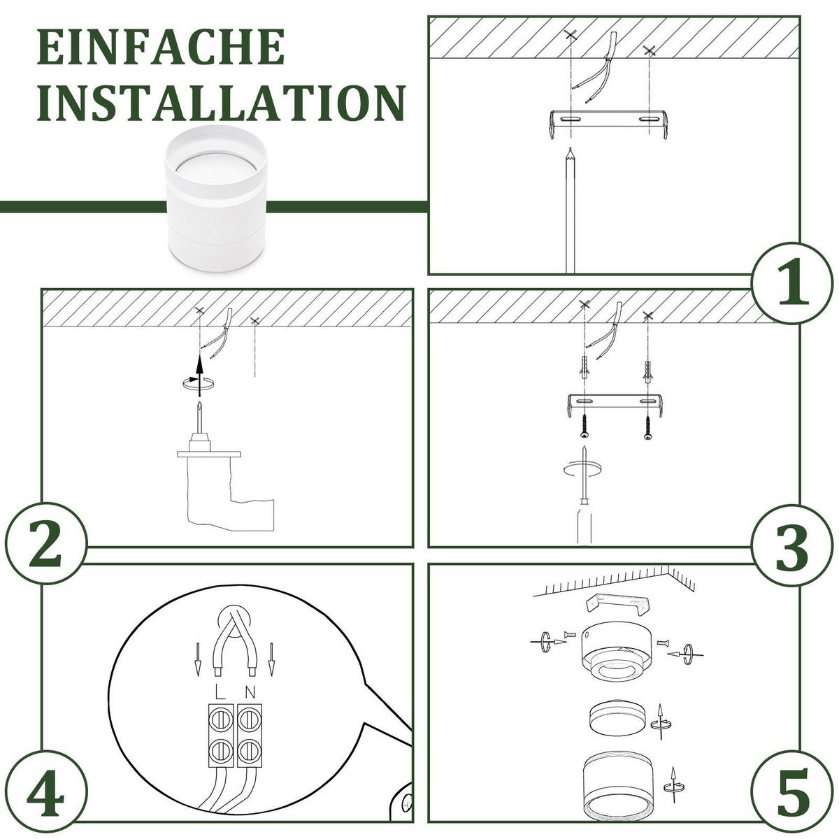 AUFBAUSTRAHLER Achim II 8.5/8.5/9.5cm - Weiß, Metall (8.5/8.5/9.5cm) - Nettlife