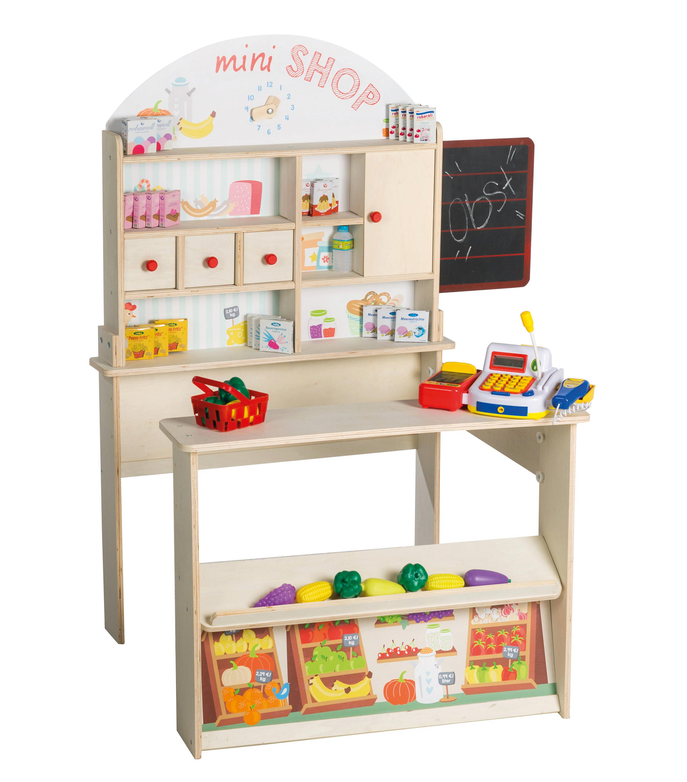 VERKAUFSSTAND mit Zubehör - Naturfarben, Holzwerkstoff (89/114.5/74.4cm) - Roba