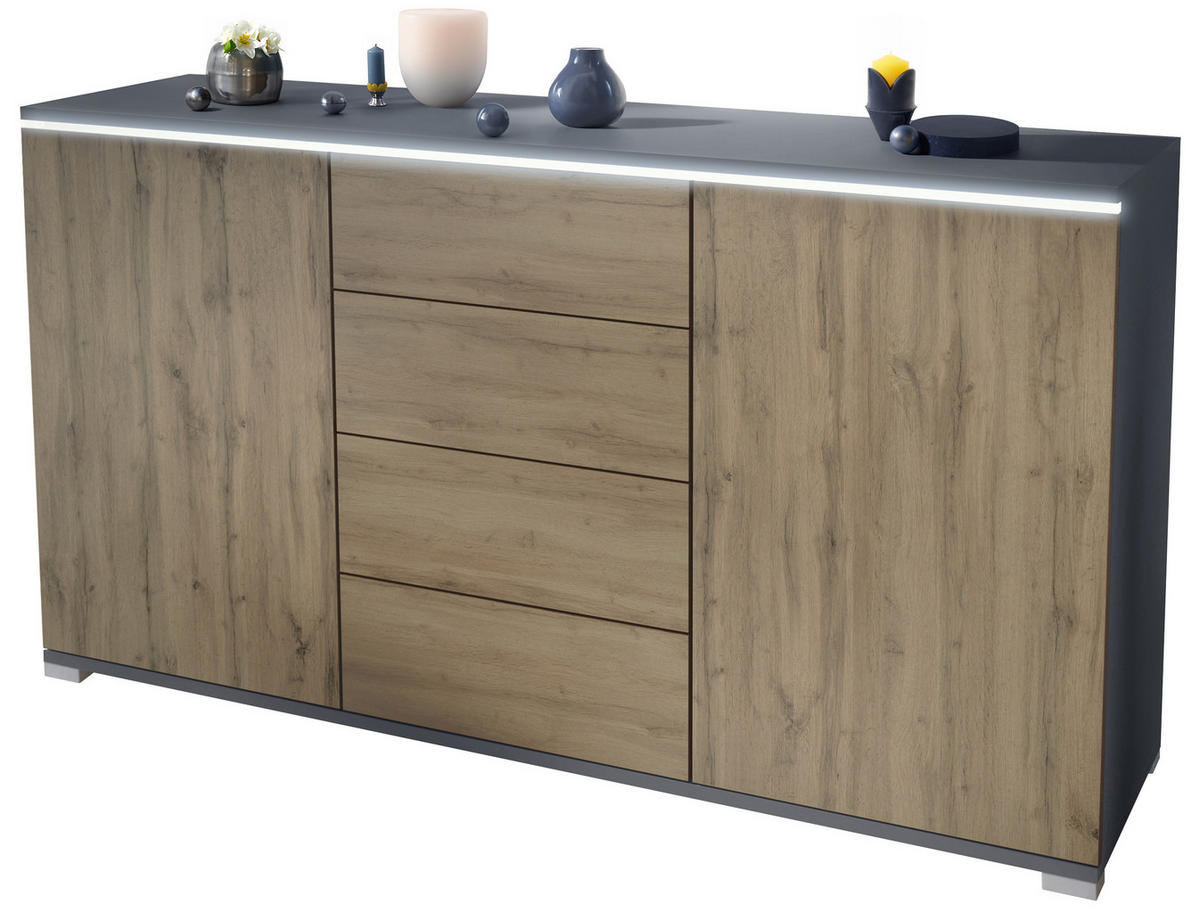 SIDEBOARD Faro Eiche Evoke - Eiche San Remo, Holzwerkstoff (138.5/75.5/35cm) - Vladon